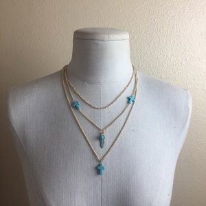 New multi layer gold & turquoise pendant necklace
